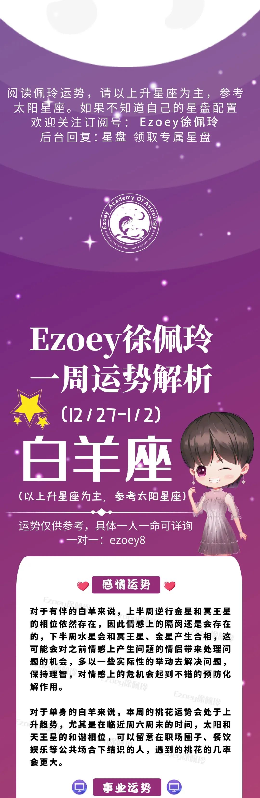 Ezoey徐佩玲白羊座一周运势(12.27-1.2)