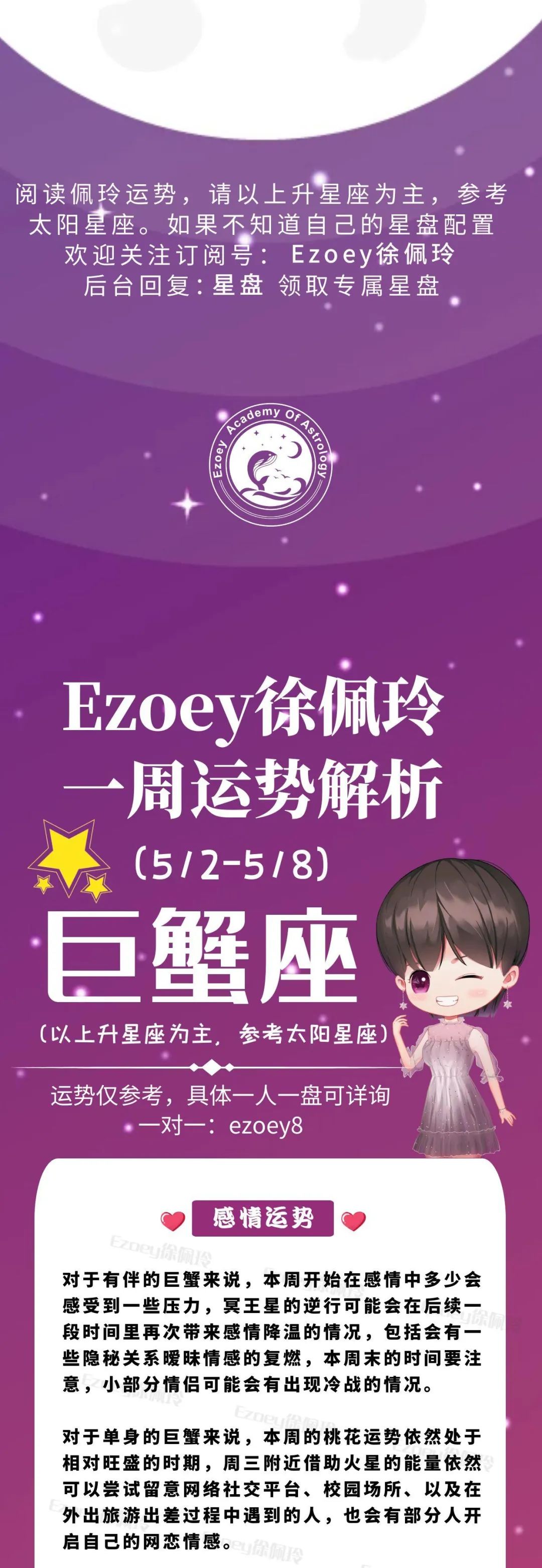 Ezoey徐佩玲巨蟹座一周运势(5.2-5.8)