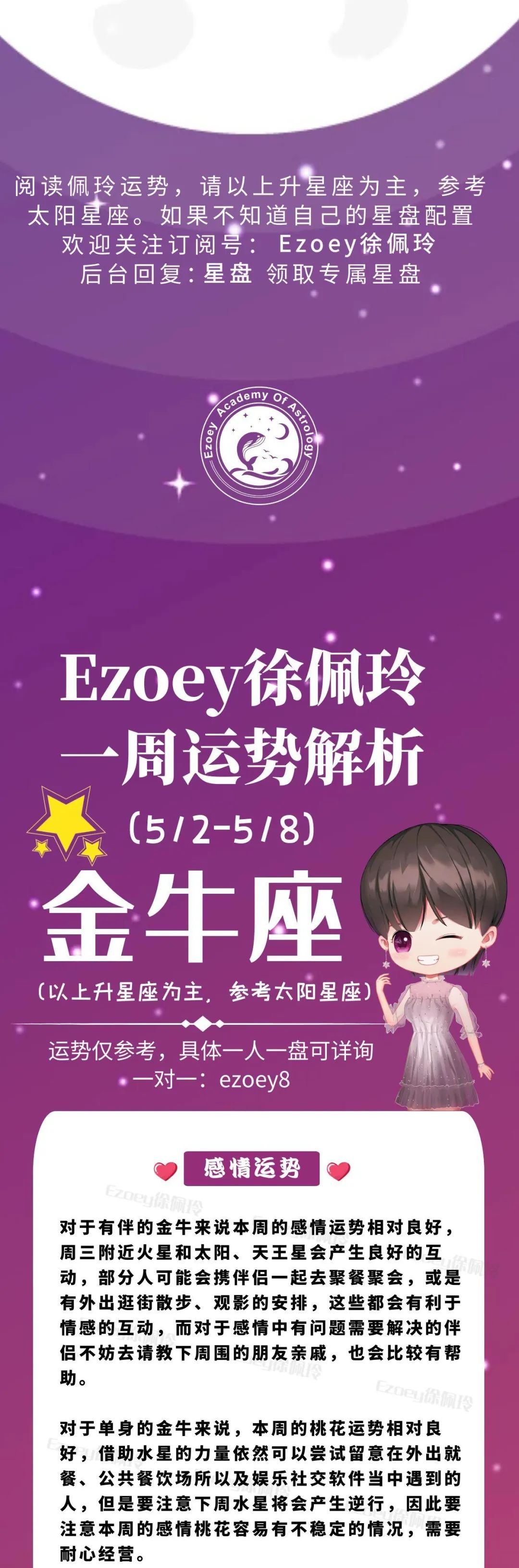 Ezoey徐佩玲金牛座一周运势(5.2-5.8)